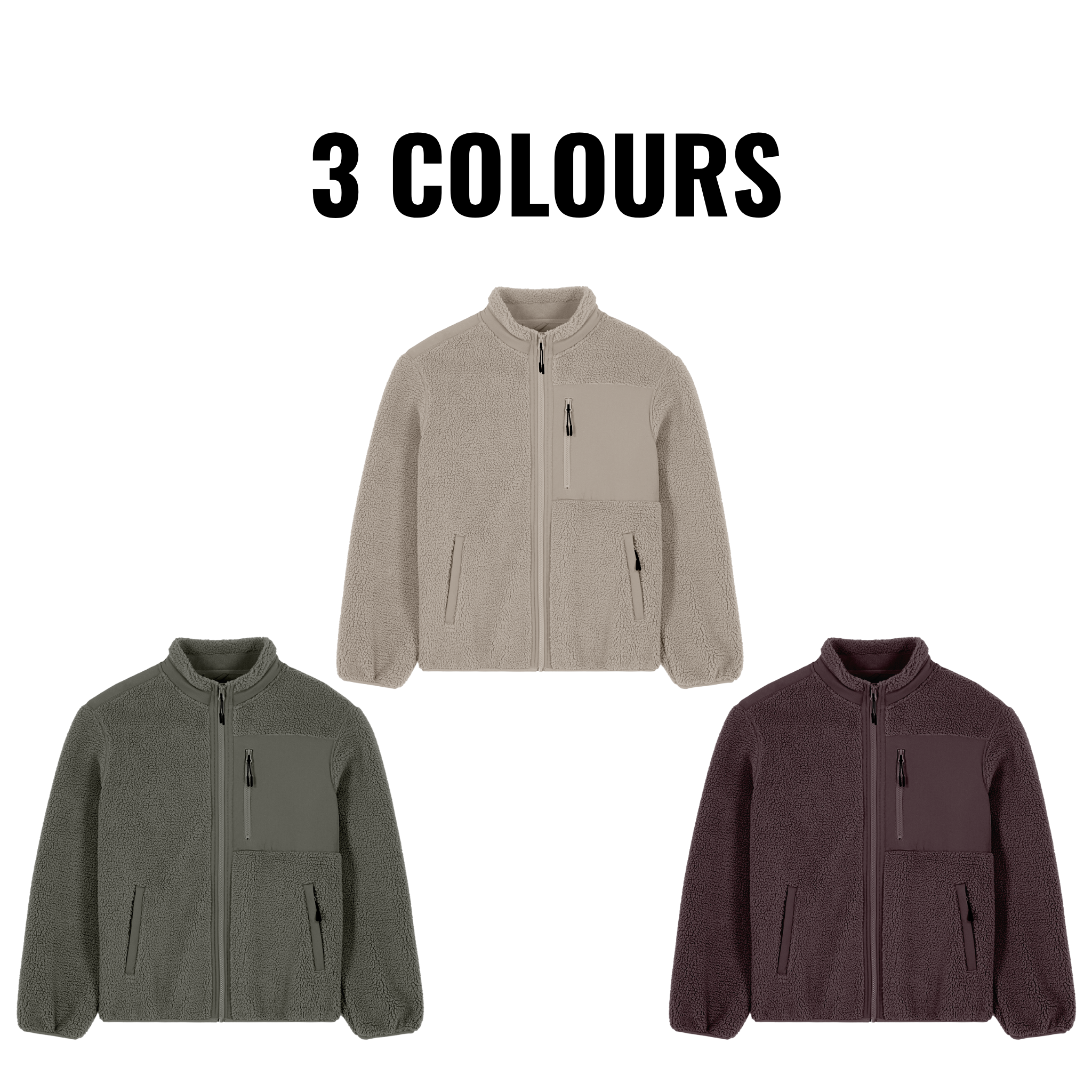 DS Initials Sherpa Fleece Jacket | 3 Colours | Relaxed Fit