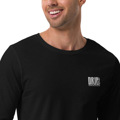 DRIPsox® Long Sleeve T-Shirt | Unisex | Black | Multiple Sizes | Regular Fit | White Logo (Left) | Embroidered