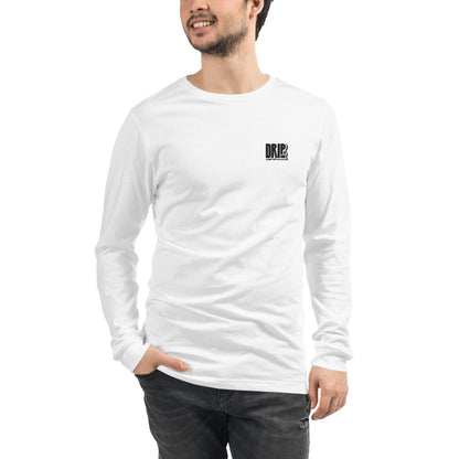 DRIPsox® Long Sleeve T-Shirt | Unisex | White | Multiple Sizes | Regular Fit | Black Logo (Left) | Embroidered