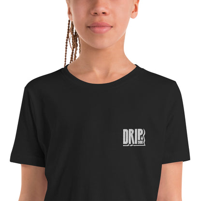 DRIPsox® Youth T-Shirt | Unisex | Black | Multiple Sizes | Regular Fit | White Logo (Left) | Embroidered